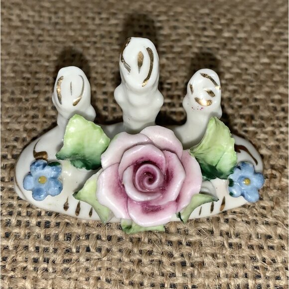 Antique German Rose Place Card Holders Set Of 4 Business Card Holder - Picture 3 of 7